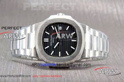 Perfect Replica Patek Philippe Nautilus Stainless steel Black Watch